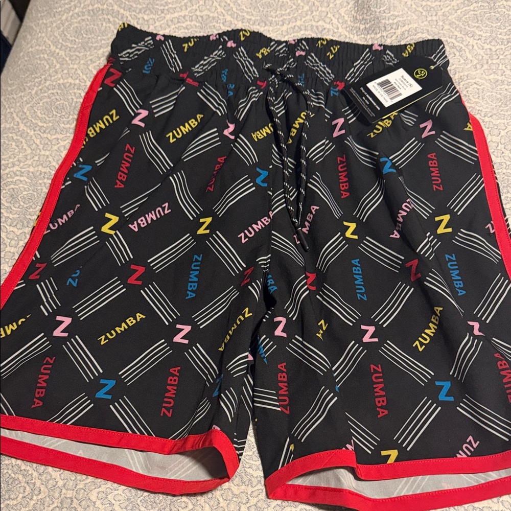 Zumba Black Multicolor Patterned Shorts